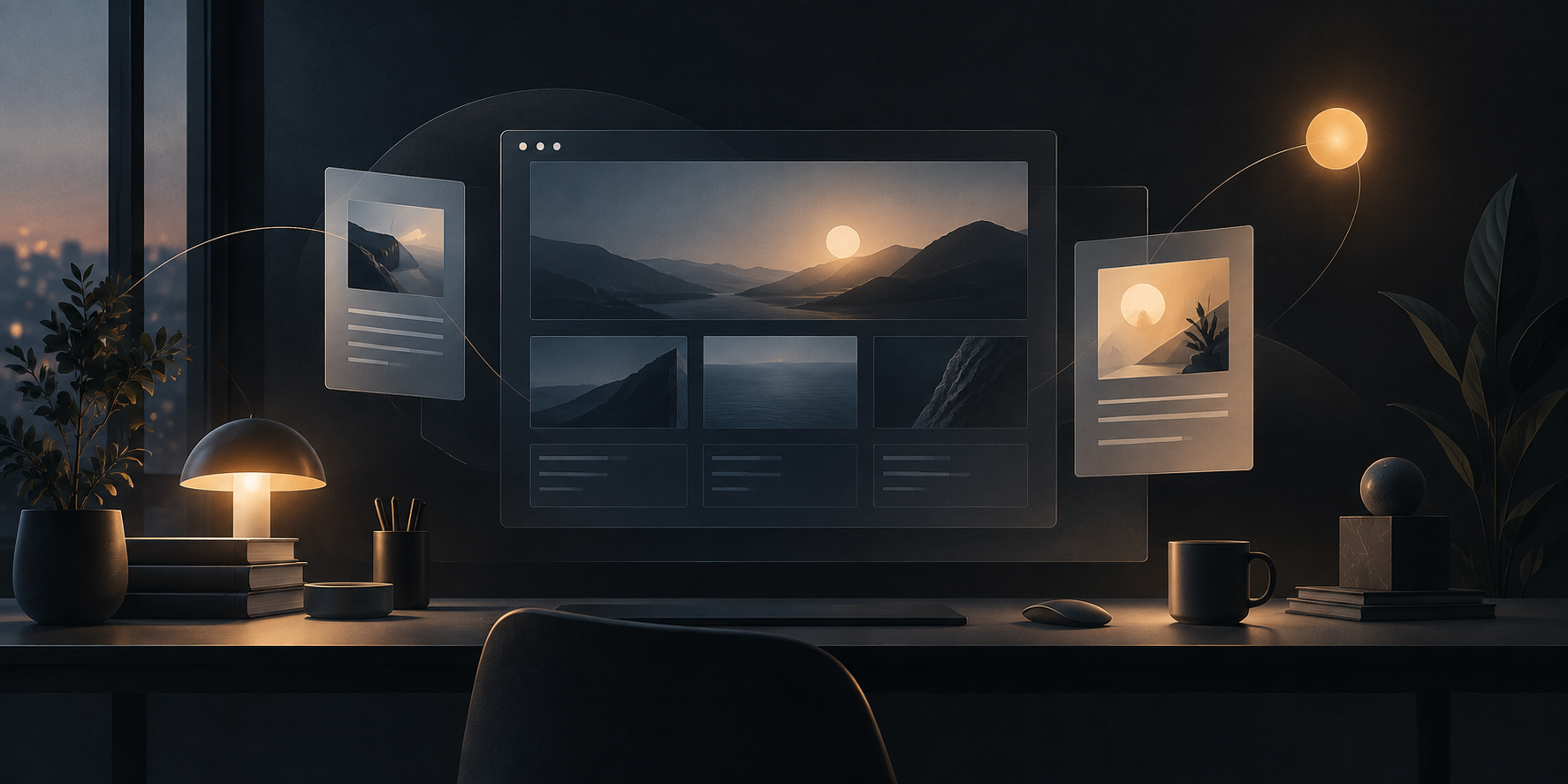 A dark creative workspace with a redesigned interface and two new articles
